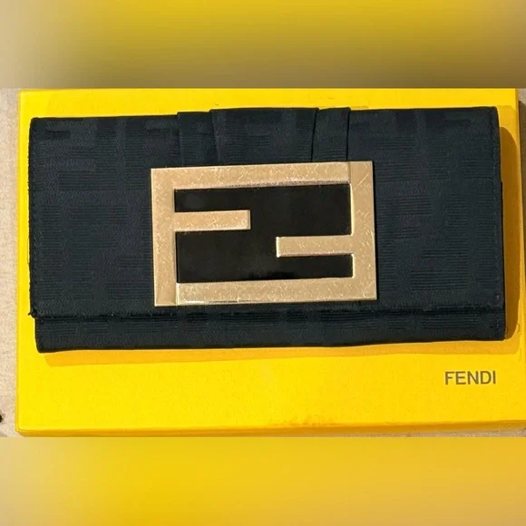 Fendi Zucca black Canvas Bifold Wallet / Full Inclusion - Picture 3 of 14